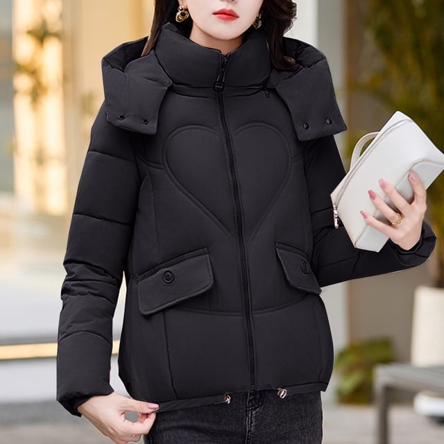Parkas de manga larga para mujer, abrigo informal de poliéster cálido de color liso y manga larga.