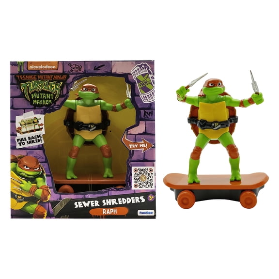 Teenage Mutant Ninja Turtles 5" Sewer Shredders - Raphael Movie Edition - Skate and Battle with Ninja Action - Ages 3