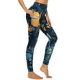thumbnail image 4 of Women's High Waisted Yoga Leggings with Pockets，Bohemian Pattern，Tummy Control Non See Through Workout Athletic Running Yoga Pants, 4 of 6