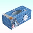 thumbnail image 2 of 1PC Mediterranean Decorative Tissue Box Wooden Crafts Storage Box Home Desktop Decoration (Blue Rudder), 2 of 6