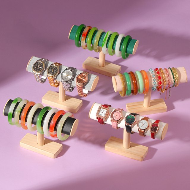 Baohd Jewelry Display Rack | Showcase Bracelet Collection Durable And Eco-friendly Wood Bracelet Display Display Stand Black 1Set