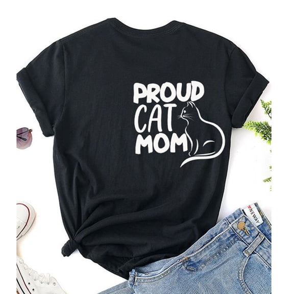 Proud Cat Mom, Short Sleeves, Graphic Tshirts. 100% Cotton Tees, The Everyday Wear For Cat Lovers.