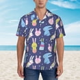 thumbnail image 4 of Fotbe Cartoon Rabbit Hawaiian Shirt for Men Unisex Summer Beach Casual Short Sleeve Cotton Linen Button Down Shirts-Large, 4 of 9