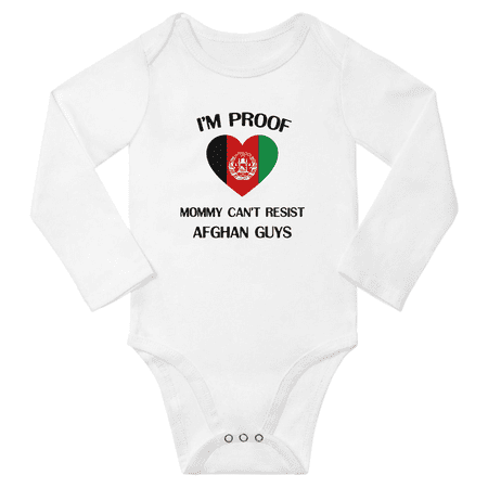 

I m Proof Mommy Can t Resist Afghan Guys Baby Long Sleeve Romper Bodysuit (White 12 Months)
