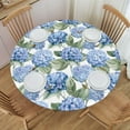 thumbnail image 4 of Watercolor Hydrangea Flowers Round Fitted Tablecloth with Elastic Edged, Waterproof Wipe Clean Table Cover for Outdoor Indoor Patio Kitchen - Fits Tables 40" to 44" Diameter, 4 of 9