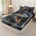 thumbnail image 2 of Metsweet Animal T-Rex Zipper Twin Comforter Sets with Fitted Sheet and 2 Pillowcases, Jungle Dinosaur Zipper Bedding Set, Green Grey,4-Piece,Black Reversible, 2 of 6