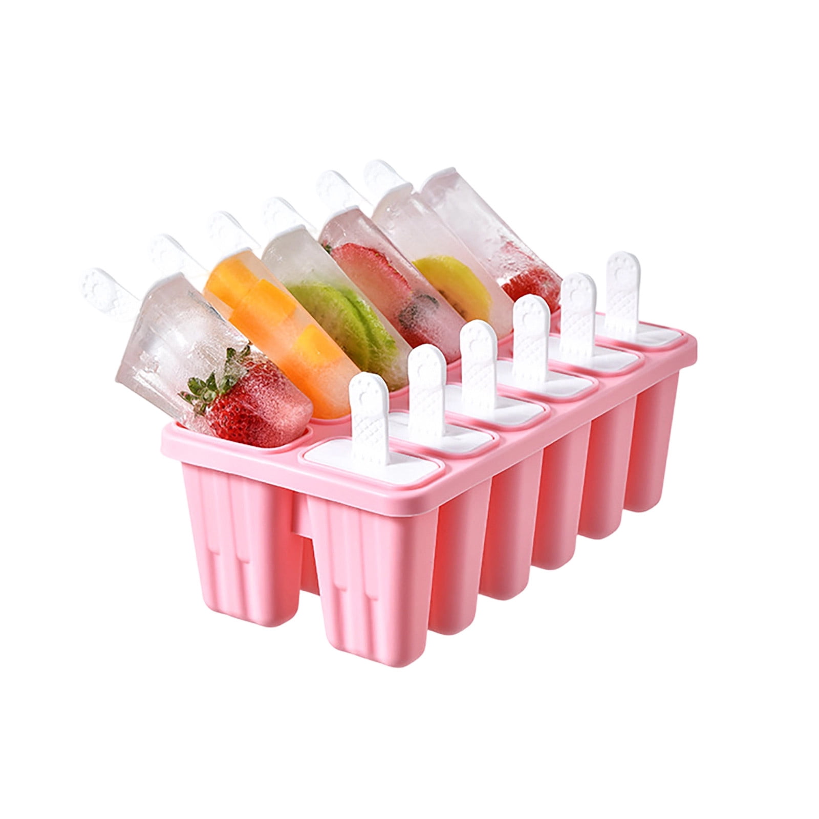 12 Cavity Silicone Popsicle Molds Set with Reusable Sticks Easy Release Food Grade Ice Cream Bar Maker for Homemade Frozen Treats Juice Fruit Dessert Freezer Summer Kitchen Homemade Dessert Mold Set