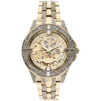 Elgin Adult Male Analog Watch in Gold and Crystals with Skeleton Dial (FG9919)