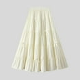thumbnail image 4 of vigerkar Women's A-Line Bow Elastic Waist Midi Skirt Fairy Flowy Tulle Pleated Tiered Party Long Skirts 2025 Beige, One Size, 4 of 9