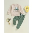 thumbnail image 4 of Elippeo Boys Autumn 2PCS Outfit Sets Long Sleeve O Neck Letter Tractor Print Tops Solid Color Pants Sets  6 12 18 24 Months 3 Years, 4 of 9