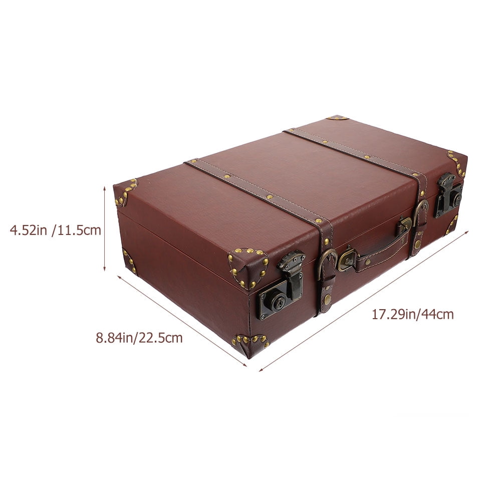 BESTOYARD Vintage Style Suitcase Storage Box Brown Density Board for Photos Souvenirs