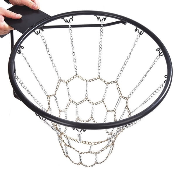 Red de baloncesto con cadena de acero galvanizado, reemplazo de red de baloncesto con portería de cadena, para artículos deportivos de entrenamiento estándar en interiores y exteriores