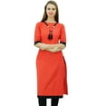 thumbnail image 1 of Bimba Women's Khadi Cotton Tunic Chic Kurta Kurti With Handmade Necklace Attached Clothing, 1 of 9
