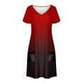 thumbnail image 4 of Vestido Corto de Verano Moda Gradiente Corto de Manga en V Cuello Vestido Casual, Poliéster Ligero de Verano, Lavado de Manos, 4 of 8