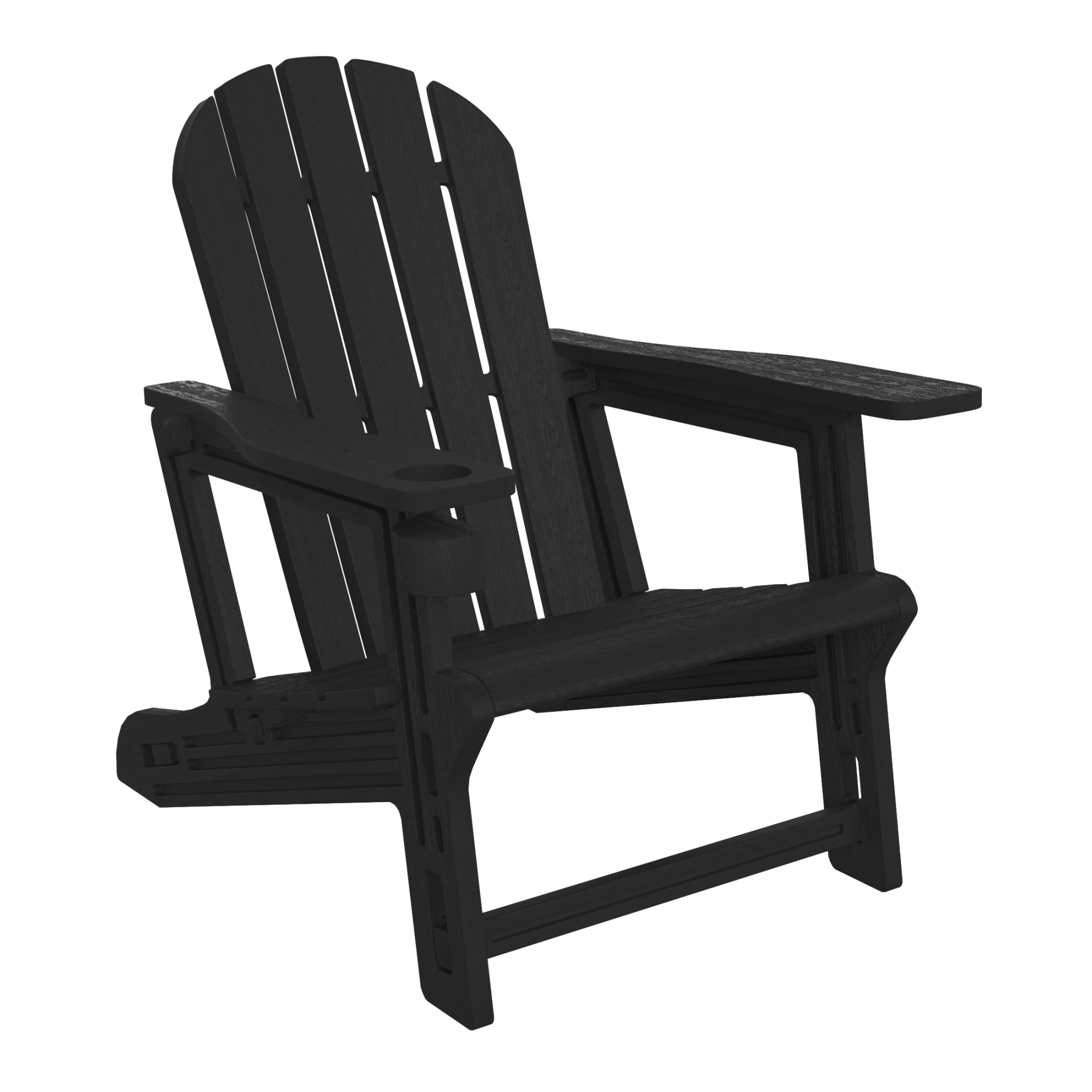 WestinTrends Azura Tool-Free Assembly Outdoor Patio HDPE Plastic Adirondack Chair with Cup Holder (Set of 2), Black