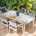 thumbnail image 2 of Daisy Spring Floral Table Cloths for 5 Foot Rectangle Tables, Farmhouse Botanical Green Leaves Wooden Patio Waterproof Elastic Fitted Tablecloths, Washable Rectangular Table Cover for Camping, 2 of 8
