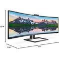 thumbnail image 3 of Restored PHILIPS Brilliance 499P9H 49" SuperWide Curved Monitor, Dual QHD 5120x1440 32:9, USB-C Docking, KVM Switch, HDMI/DisplayPort, Windows Hello Pop-Up Webcam, SmartErgoBase, LightSensor (Refurbished), 3 of 5