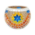 thumbnail image 5 of Candelabro de vidrio con mosaico para velas de té, adorno decorativo para centro de mesa Amarillo naranja, 5 of 5