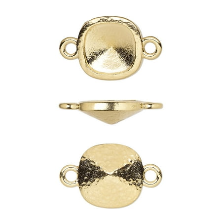 

Link TierraCast Almost Instant Jewelry gold-plated pewter (tin-based alloy) 13mm hammered square with 10mm cushion glue-in setting (4470). Sold per pkg of 2.