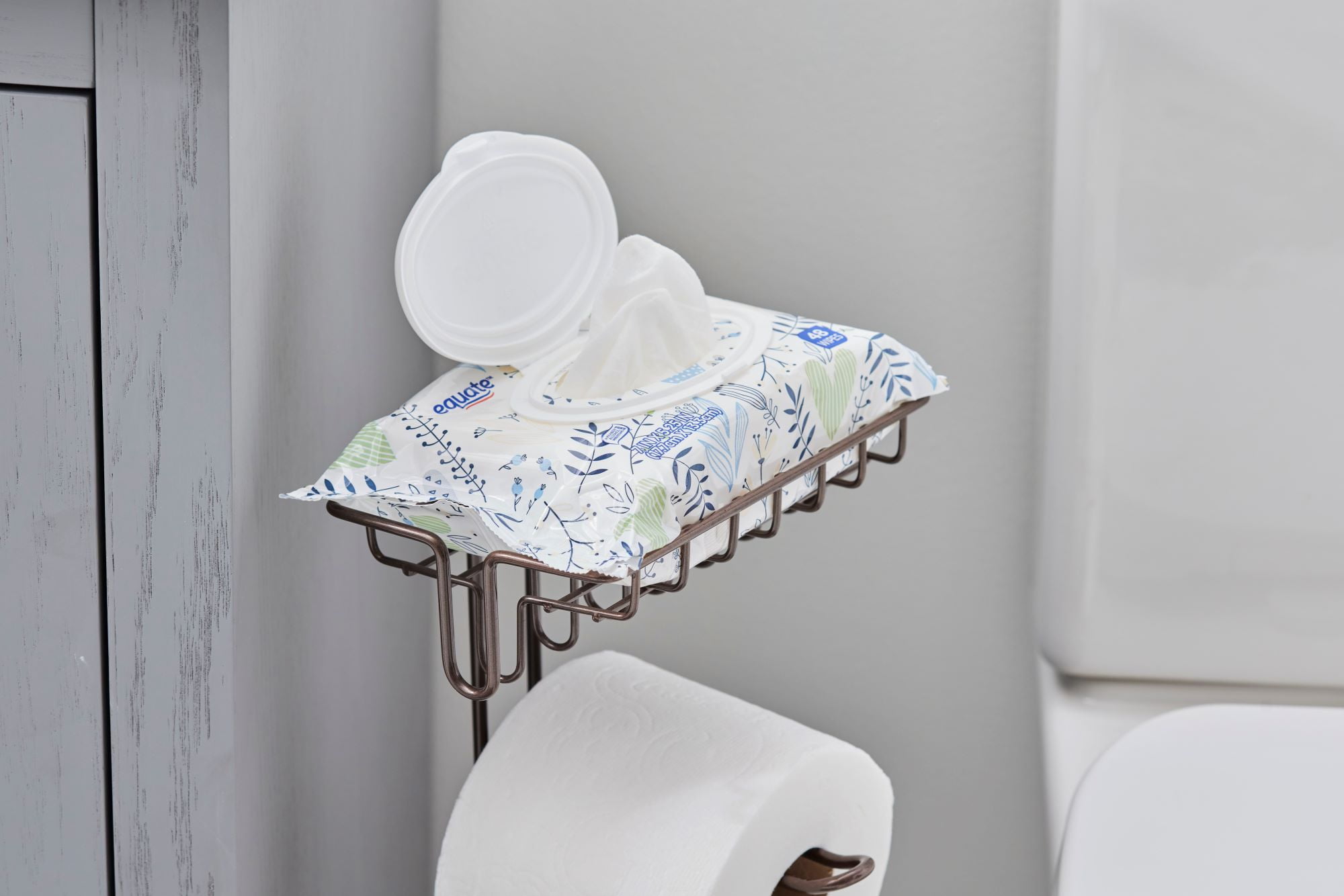 Better Homes & Gardens Bronze Flatwire Free-Standing Toilet Paper Holder with Reserve