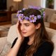 thumbnail image 4 of Corona de flores de Pascua | Accesorio para el cabello con rosas artificiales y hojas verdes | Cinta ajustable | Ideal para fiestas, bodas, festividades, fotografía y uso diario | Rosa vibrante,, 4 of 6