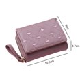 thumbnail image 5 of Bolsa Tarjetero Titular Bordado Amor Mujeres PU Monedero Plegable Corto Monedero (Púrpura) Likrtyny Para Estrenar, 5 of 5