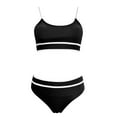 thumbnail image 5 of EHRWE Women's High Waisted Bikini Sets Sporty Two Piece Swimsuit Color Block High Cut Bathing Suits Black, Sizes S-2XL, 5 of 5