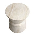 thumbnail image 4 of Hourglass Travertine Stone Finish Italian Design MgO Side Accent Table, 4 of 13