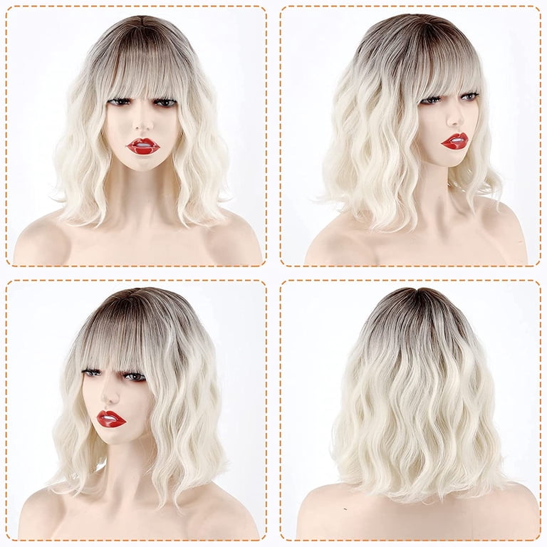 Ombre White Blonde Wig Ombre Long Blonde Wavy Hair Human Hair Wigs – Everyday Wigs main image 3