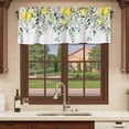 thumbnail image 6 of Summer Lemon Curtain Valances for Windows, Kitchen Valance Window Treatments Panel 2 Pack, Spring Floral Eucalyptus Leaves Botanical Rod Pocket Short Curtains for Bathroom Bedroom 54 x 18 Inch, 6 of 8