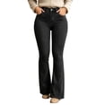 thumbnail image 2 of Miqool Women's High Waisted Flare Jeans Bell Bottom Denim Pants Casual Trousers with Pockets & Button Fly, 2 of 8