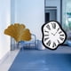thumbnail image 2 of Esculturas de pared de hojas,Esculturas de pared de hierro forjado con hojas de ginkgo,Reloj de pared,Reloj de pared interior con números romanos nórdicos,Relojes distorsionados Reloj, 2 of 8