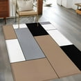 thumbnail image 4 of Brown Grey Geometric 3x5 Area Rugs, Modern Black White Abstract Art Non-Skid Rubber Backing Large Rectangle Rugs - Living Room Bedroom Home Office, Indoor Floor Mat Carpets Washable Rug, 4 of 9
