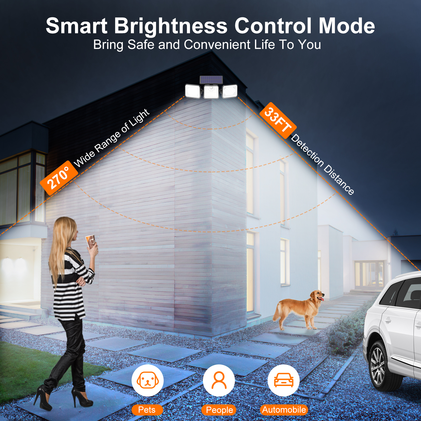 NEXPURE Solar Lights Outdoor, 180 LED Solar Motion Sensor Security Lights, Solar Flood Lights with 3 Lighting Modes, IP65 Waterproof for Garage Yard - image 3 of 8