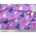 thumbnail image 2 of Soimoi Purple Moss Georgette Fabric Christmas Tree Print Sewing Fabric Yard 42 Inch Wide, 2 of 3