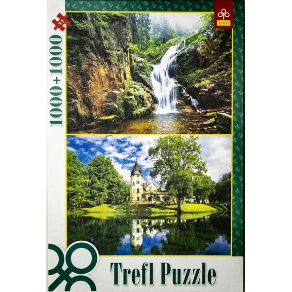 Trefl Jigsaw 1000pc Puzzle Combo - The Kamieńczyk Waterfall in the Karkonosze Range & The Palace at Leśnica - (1000 1000 Pieces)