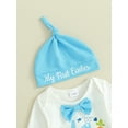 thumbnail image 6 of My 1st Easter Baby Boys Clothes Gentleman Outfits Suits Infant Long Sleeve Romper+Bib Pants+Hat Outfits Set, 6 of 9