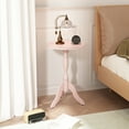thumbnail image 6 of HLR Round Small End Table, Wooden Pedestal Side Coffee Table,  Vintage Accent Nightstand for Living Room, Entryway, Pink, 6 of 7