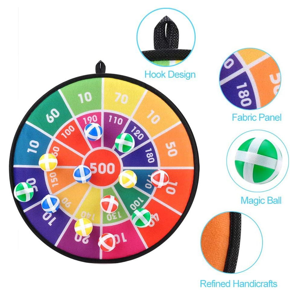 GLUAAE Dart Board Games for Kids,Ideal Indoor and Party Games 28.3Inches Safe Dart Board with 16 Sticky Balls, Best Sport Toys Gifts for 3 4 5 6 7 8 9+ Years Old Boys and Girls