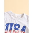 thumbnail image 4 of Toddler Baby 4th of July Outfits, Short Sleeve Letter Print T-Shirt Shorts Set, 4 of 9