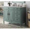 thumbnail image 2 of Benton Collection 38" Vintage Blue Cottage Bathroom Vanity with White Marble Top, 2 of 6