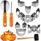 thumbnail image 1 of 13 Pieces Halloween Pumpkin Carving Set, Pumpkin Stencils For Carving, Halloween Pumpkin Carving Tools, Stainless Steel Pumpkin Stencils With Hammer, 1 of 5