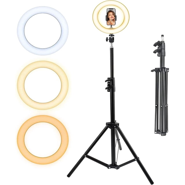 Amorosa Anillo de Luz LED con Trípode Ajustable Luz para Maquillaje Videollamadas y Fotografía Profesional