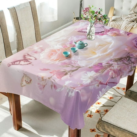 

WOBOGO Butterfly Garden Square Tablecloth 60×60in Polyester Fabric Tablecloth Washable Dust Resistant Wrinkle Resistant