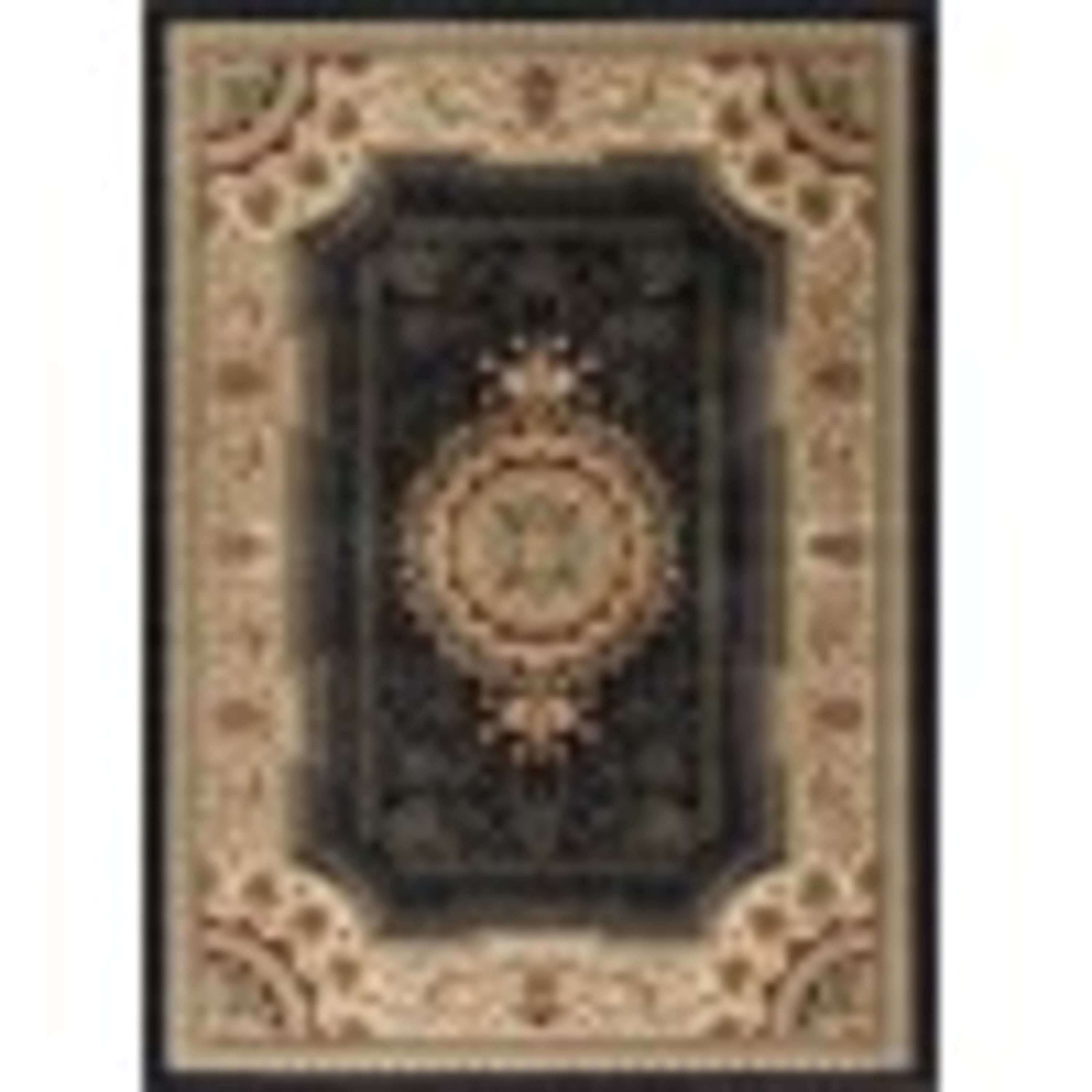 Sensation Traditional 10.6' x 14.6' Black and Beige Polypropylene Indoor Area Rug