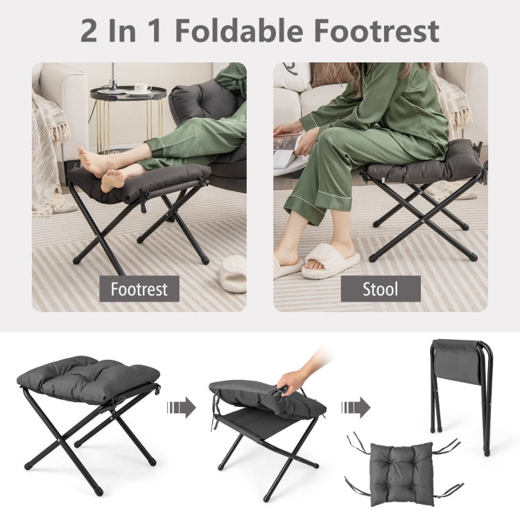 Finihen Accent Sofa Chair, Recliner Chair with Ottoman Footrest, Modern Accent Sofa Chair with Folding Footrest and Side Pocket, for Living Room, Bedroom, Gray Finihen Accent Sofa Chair, Recliner Chair with Ottoman Footrest, Modern Accent Sofa Chair with Folding Footrest and Side Pocket, for Living Room, Bedroom, Gray