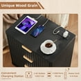 thumbnail image 4 of LELELINKY Fluted Nightstand with Charging Station, Mid Century Bedside Tables with 3 Drawers, Small End Tables for Living Room, Black, 4 of 9
