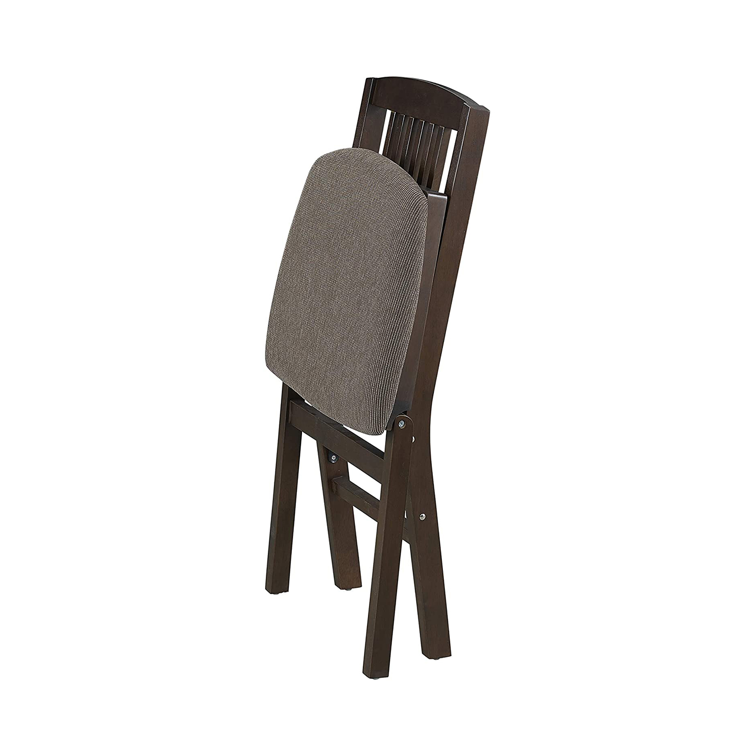 MECO Stakmore Wood Fabric Upholstered Seat Folding Chair Set, Espresso (2 Pack) - image 4 of 6