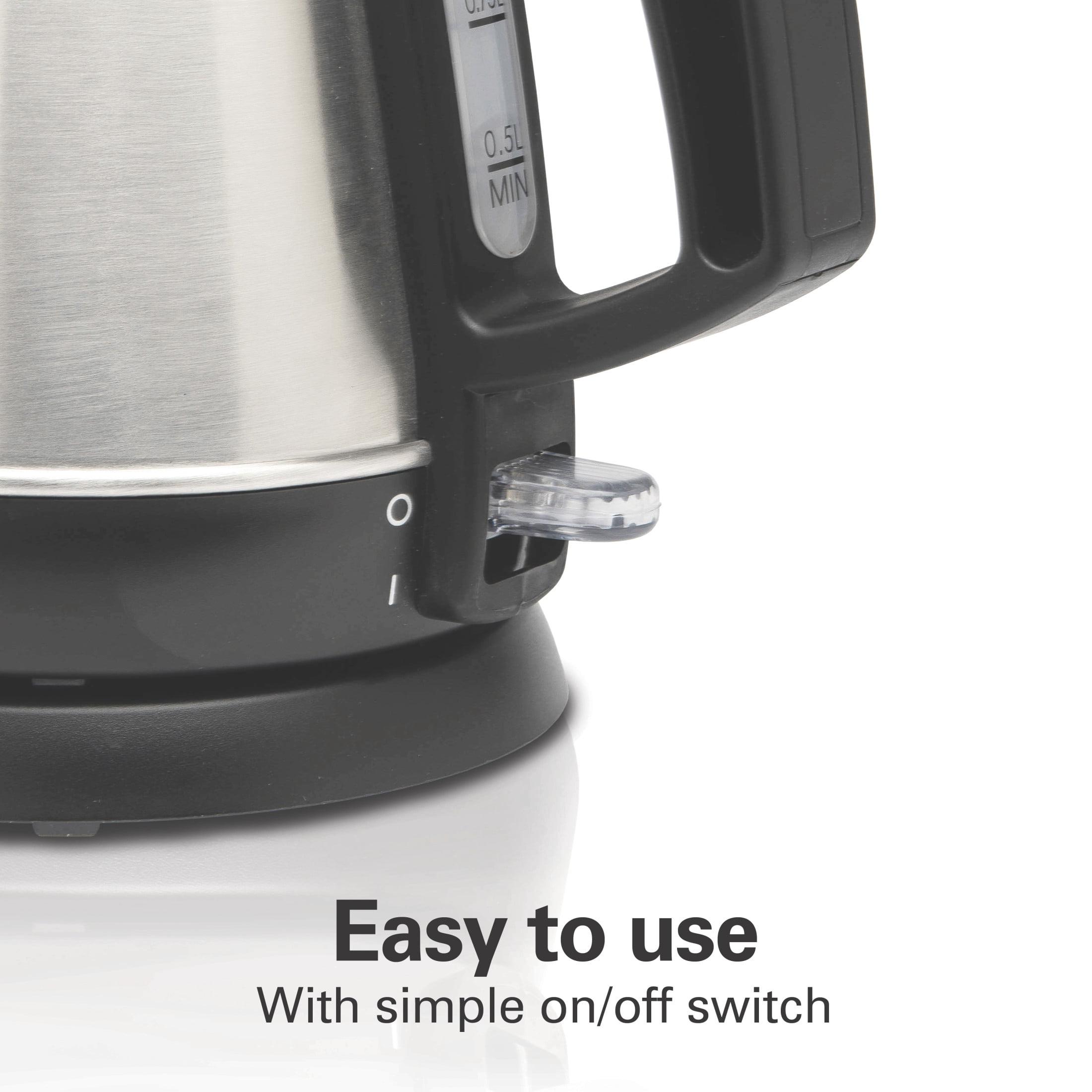 Hamilton Beach Stainless Steel Electric Kettle, Tea & Water Kettle, 1L, Black Accents