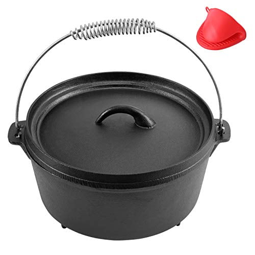 Cast Iron Stew Pot Camping Cooking Pot Dutch Oven Stock Pot Camping Pan 4.5 Ltr 